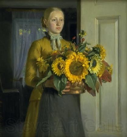 Michael Ancher Pigen med solsikkerne